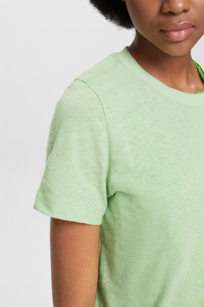 Camiseta de algodón y lino, LIGHT GREEN, detail image number 3