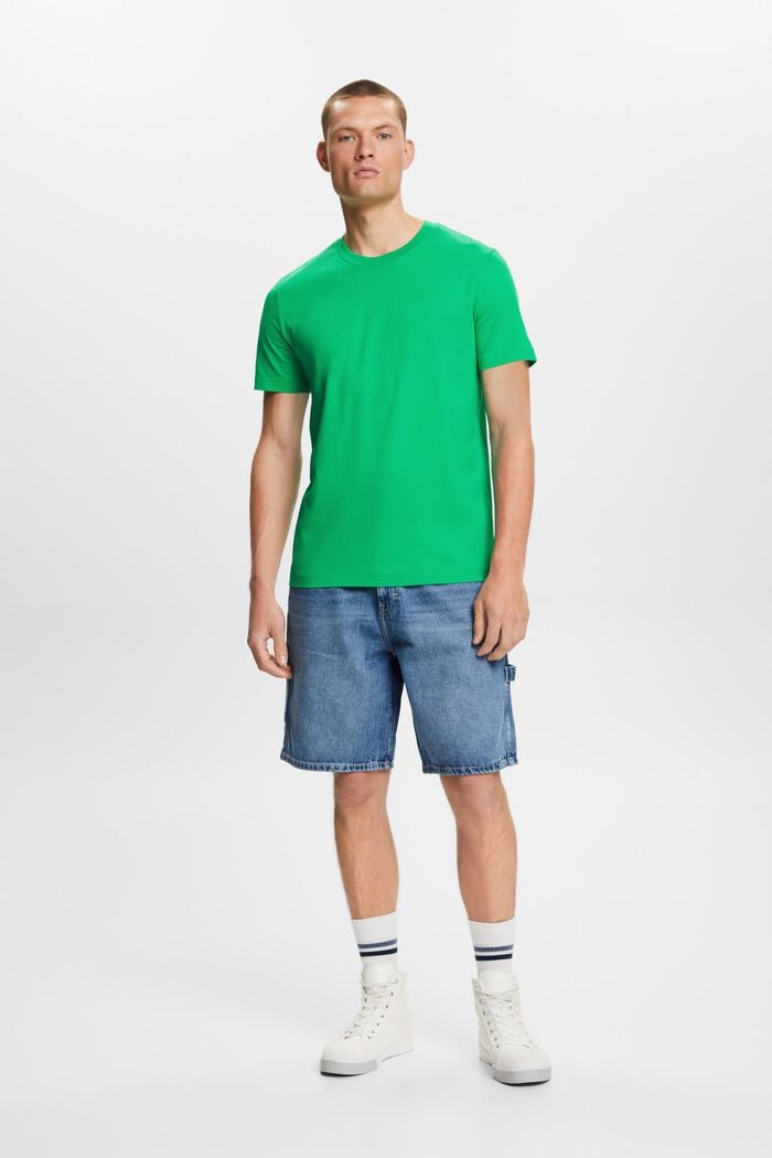 Camiseta de cuello redondo en tejido jersey de algodón Pima, GREEN, detail image number 5