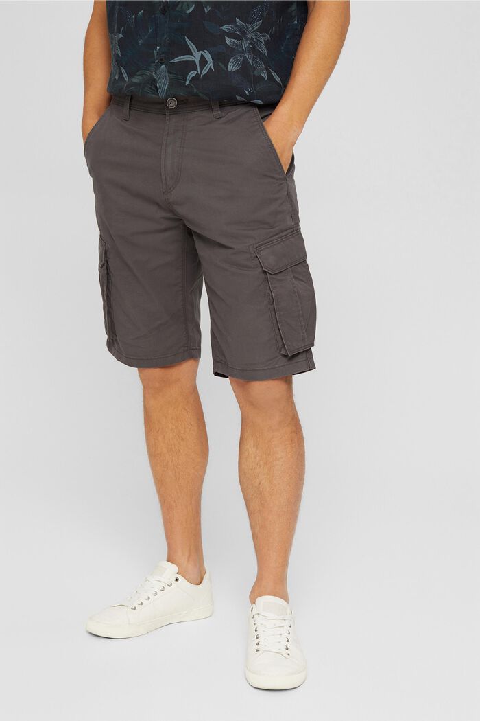 Pantalones cargo cortos en 100% algodón, DARK GREY, detail image number 0