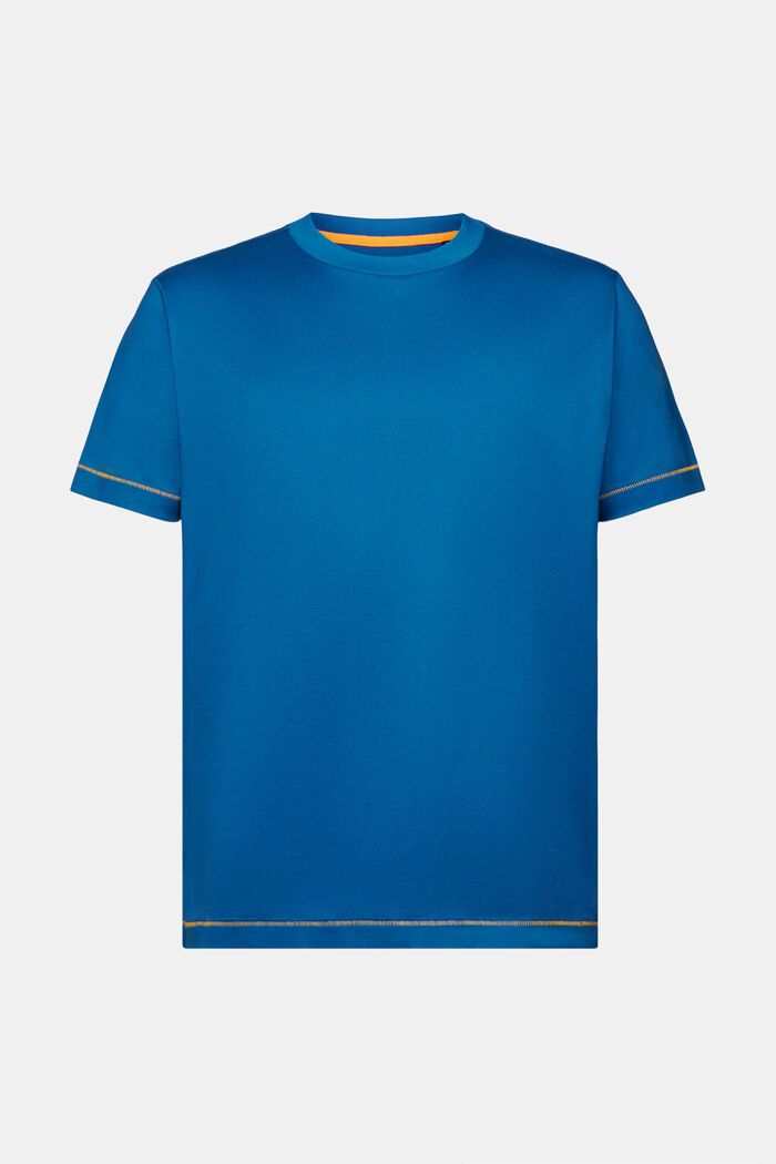 Camiseta de tejido jersey con cuello redondo, 100 % algodón, DARK BLUE, detail image number 5
