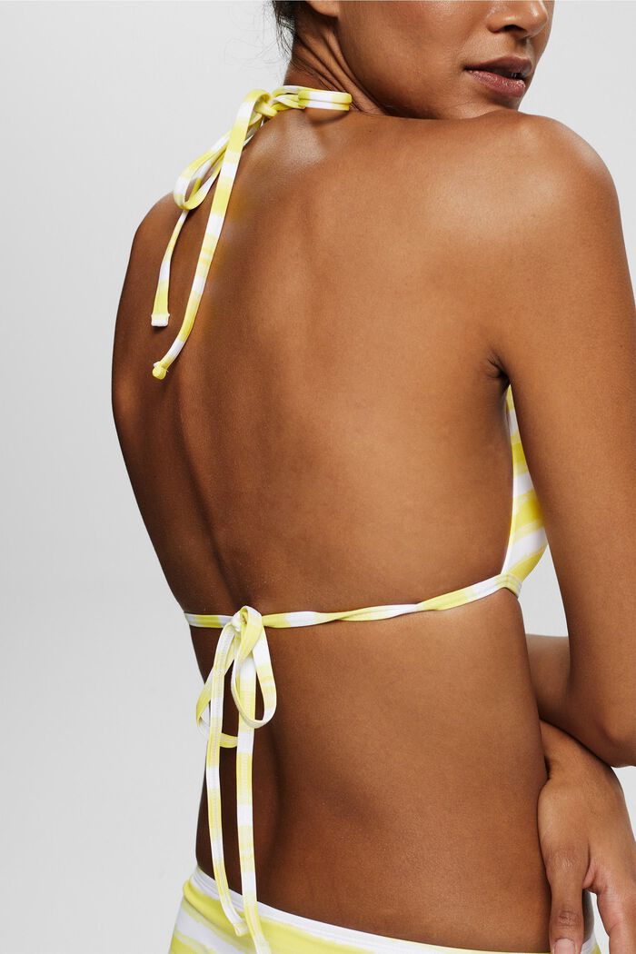 Top de bikini con relleno y diseño de rayas, BRIGHT YELLOW, detail image number 3