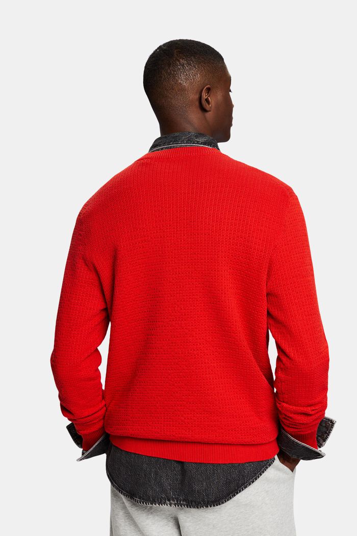 Jersey de cuello redondo con textura, RED, detail image number 2