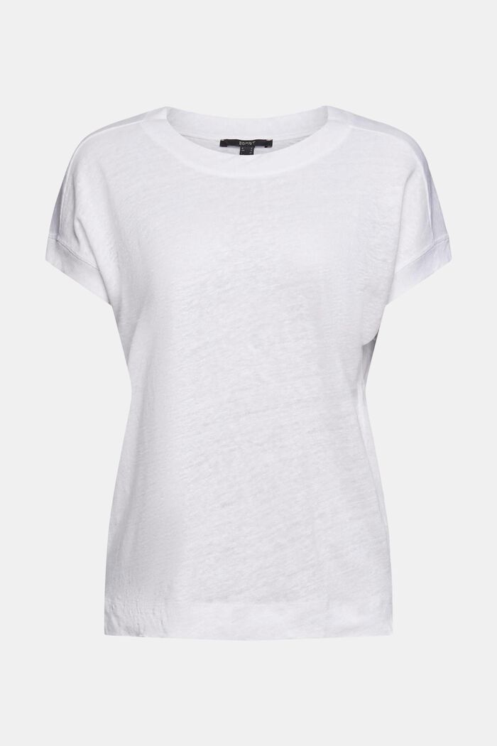 Camiseta en 100% lino, WHITE, overview