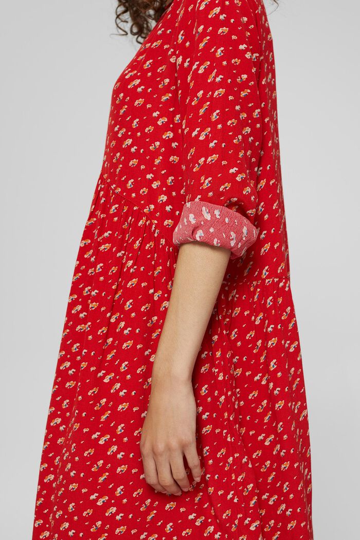Vestido midi con estampado floral, LENZING™ ECOVERO™, RED, detail image number 3