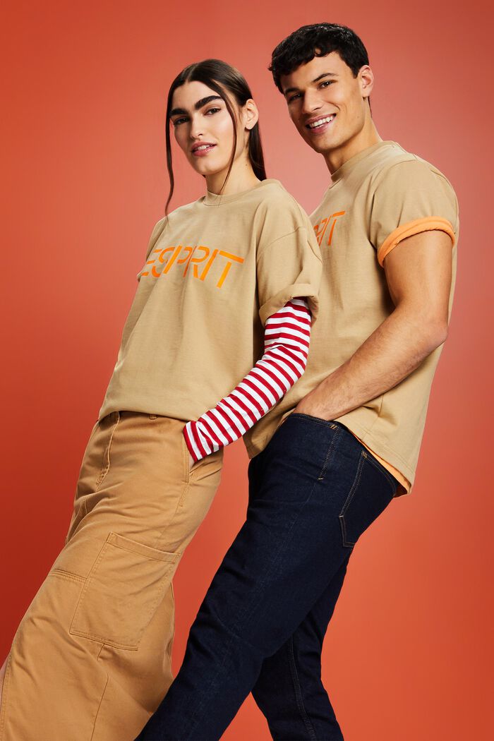 Camiseta unisex en jersey de algodón con logotipo, BEIGE, detail image number 4