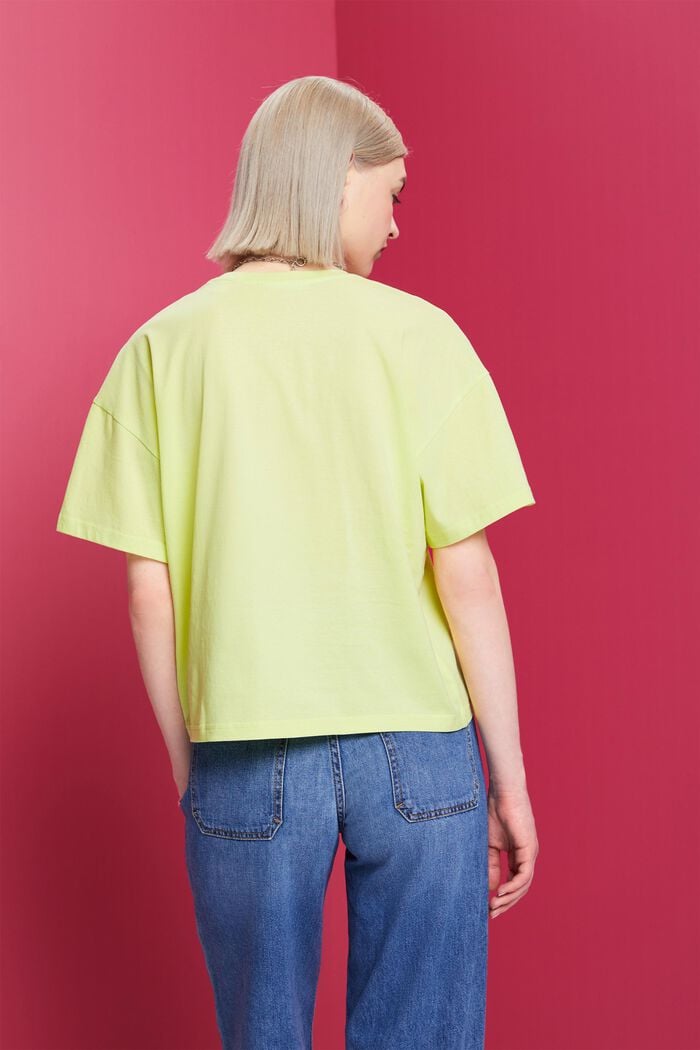 Camiseta cropped oversize, 100 % algodón, LIME YELLOW, detail image number 3