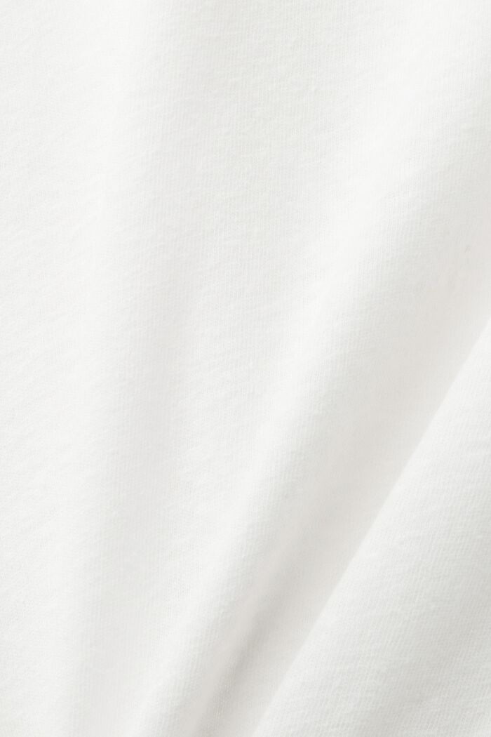 Camiseta de mezcla de lino con cuello en pico, OFF WHITE, detail image number 5