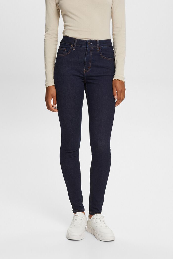 Jeans high-rise skinny fit de algodón elástico, BLUE RINSE, detail image number 0