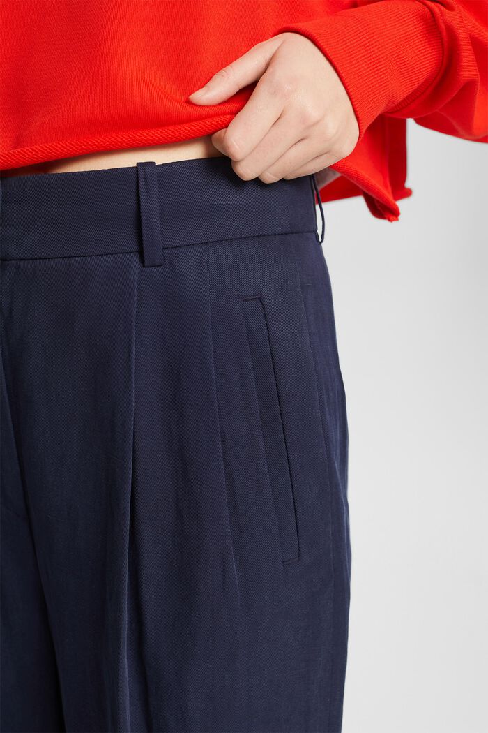 Pantalón culotte de tiro alto y pernera amplia, NAVY, detail image number 4