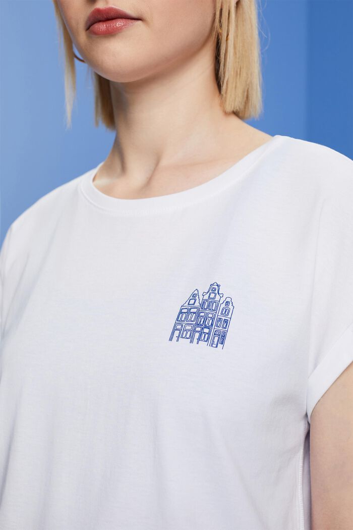 Camiseta con mini estampado, 100% algodón, WHITE, detail image number 2