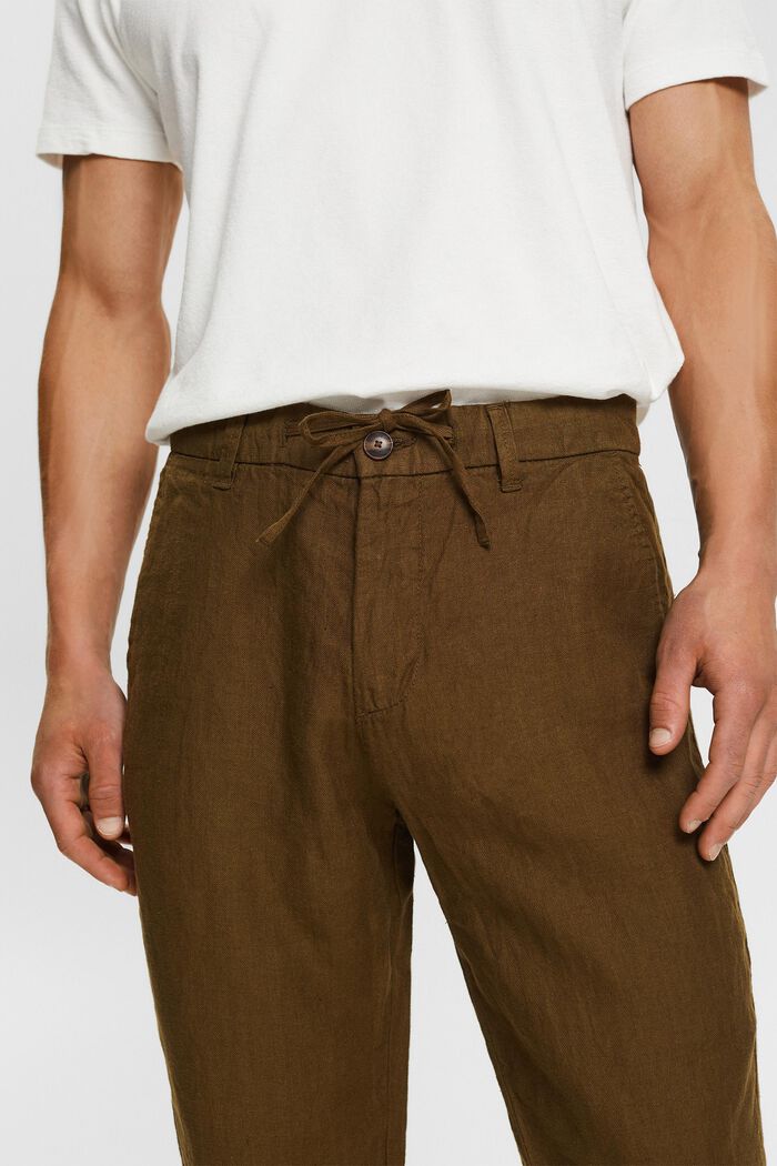 Pantalón en 100% lino, DARK KHAKI, detail image number 2