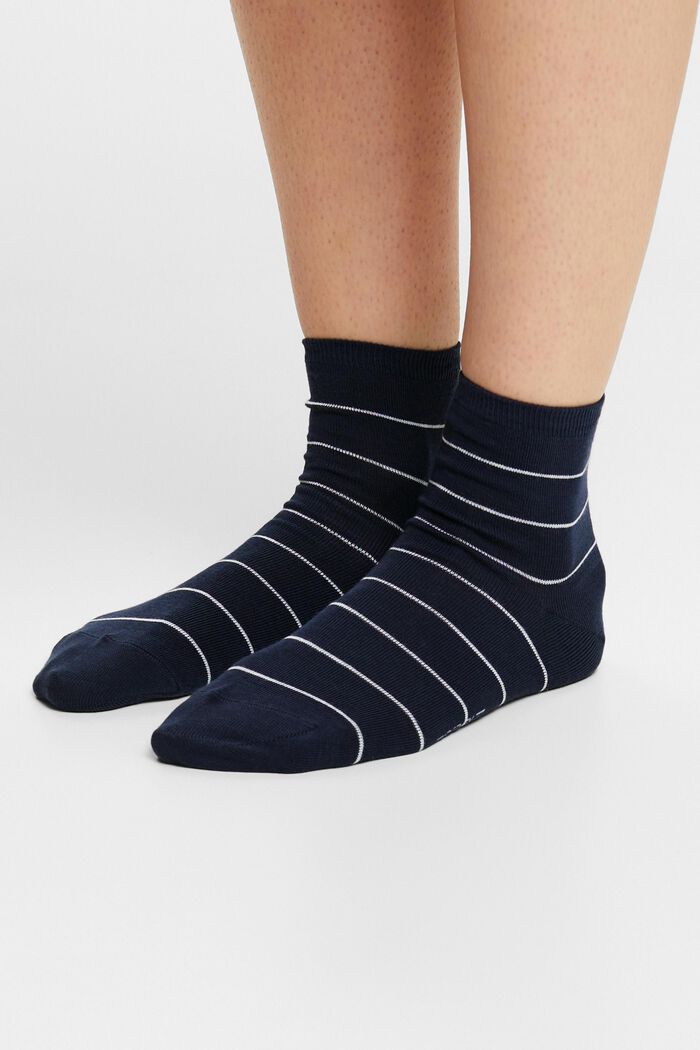 Pack de 2 calcetines de punto grueso a rayas, NAVY/BLUE, detail image number 1