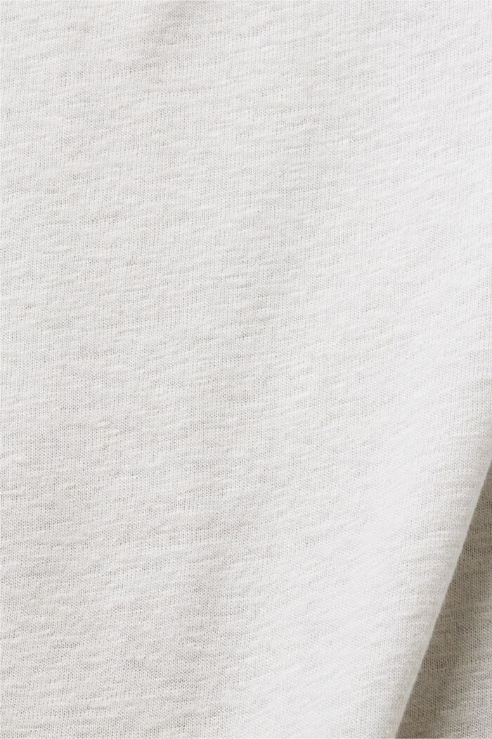 Camiseta en mezcla de viscosa y lino con estampado en el pecho, PASTEL GREY, detail image number 5