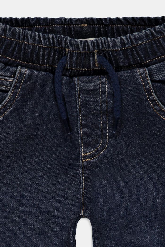 Vaqueros con cintura elástica realizada en algodón, BLUE DARK WASHED, detail image number 2