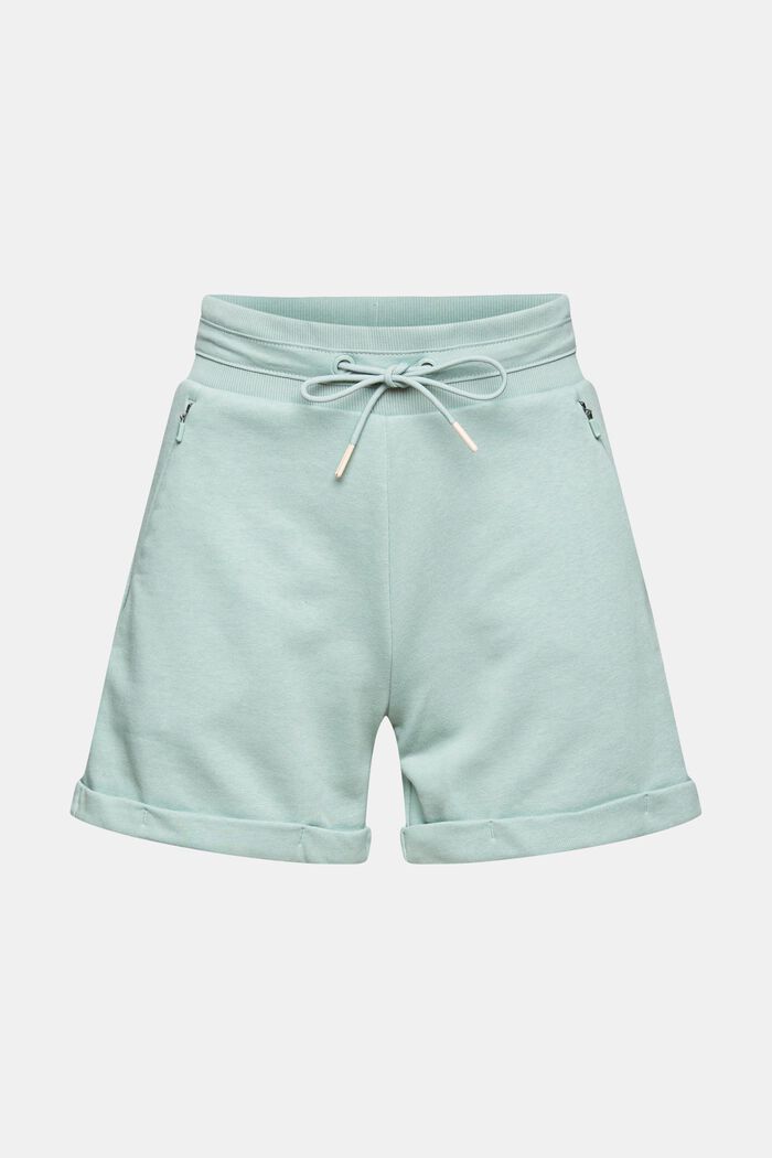 Reciclada: Pantalones cortos de felpa con bolsillo de cremallera, DUSTY GREEN, detail image number 6