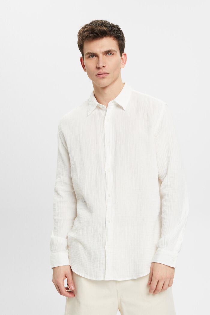 Camisa de muselina en algodón sostenible, OFF WHITE, detail image number 0