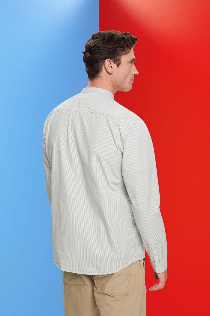 Camiseta de algodón a rayas con cuello mao, LIGHT KHAKI, detail image number 3