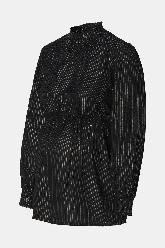 Blusa de rayas brillantes con cuello alto, BLACK INK, detail image number 4