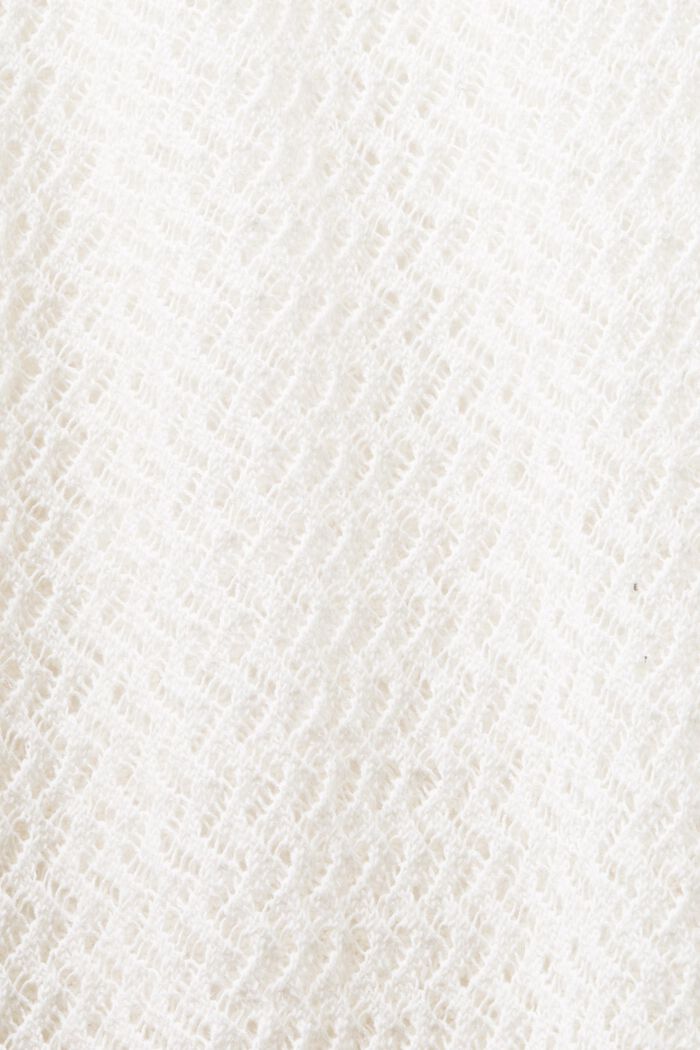 Jersey de cuello en pico con textura, OFF WHITE, detail image number 5