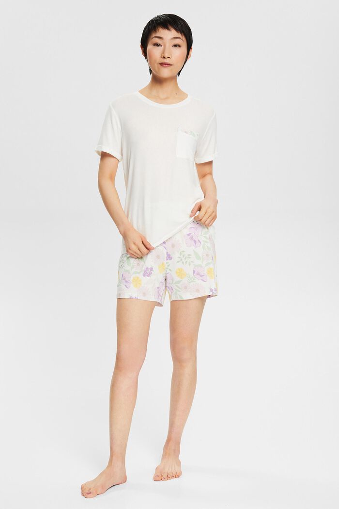 Pijama corto, LENZING™ ECOVERO™, OFF WHITE, detail image number 0