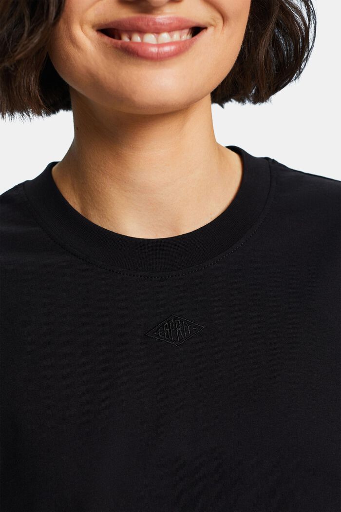 Camiseta de algodón pima con logotipo bordado, BLACK, detail image number 2