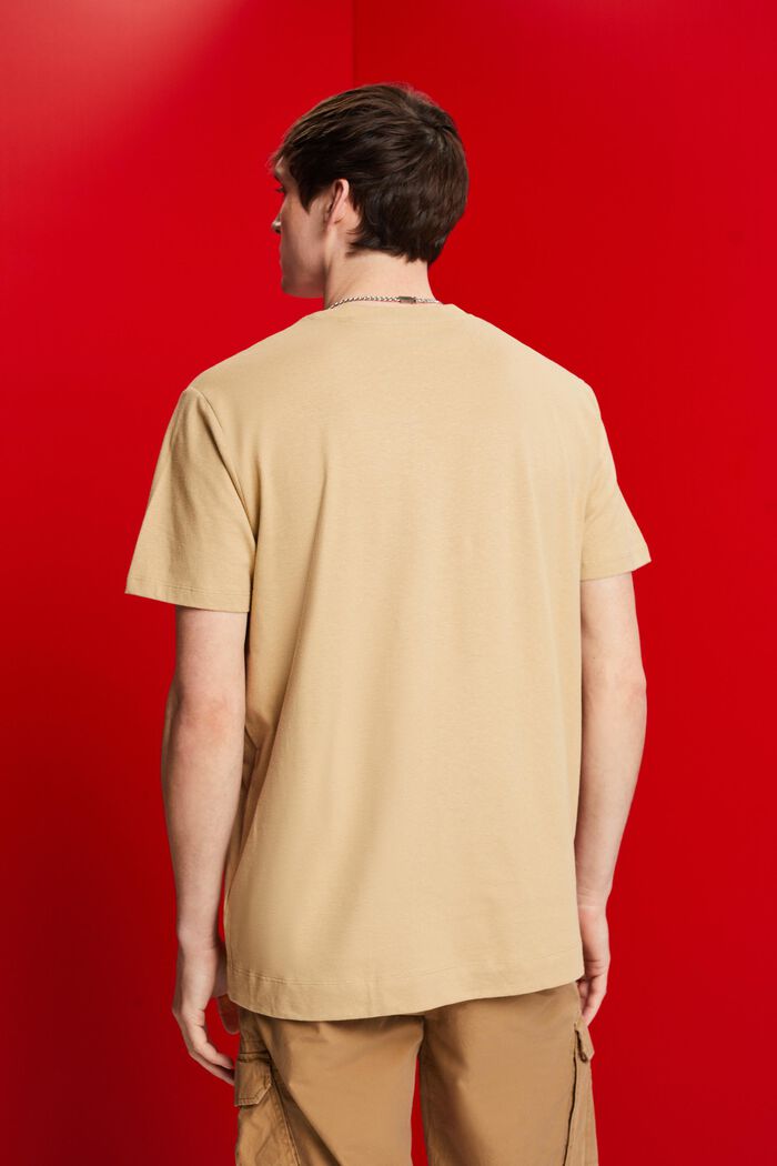 Camiseta en mezcla de algodón- lino, SAND, detail image number 3