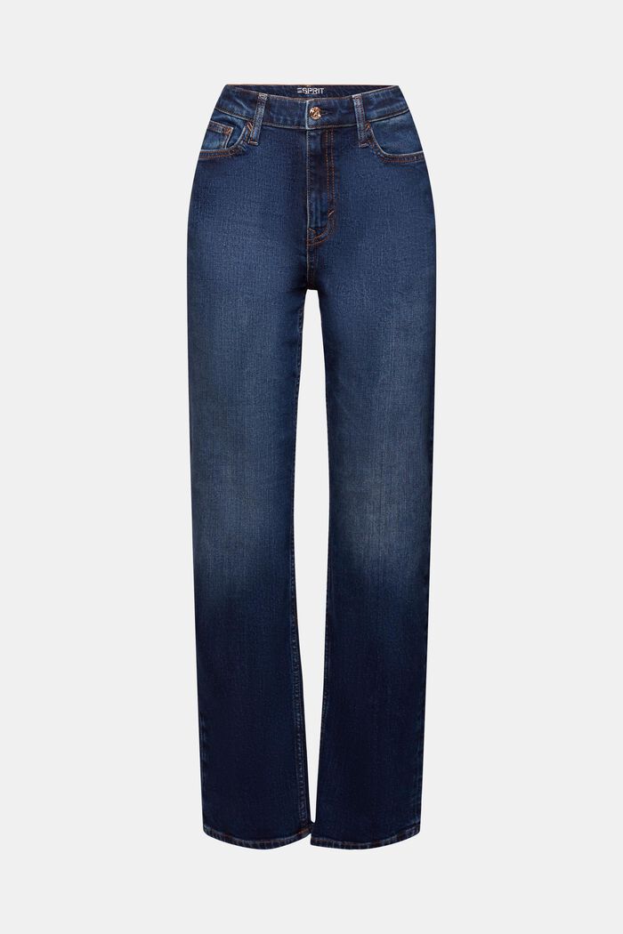 Jeans high-rise straight fit de estilo retro, BLUE DARK WASHED, detail image number 7
