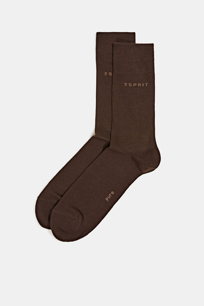 Pack de 2 pares de calcetines, algodón ecológico, DARK BROWN, detail image number 0