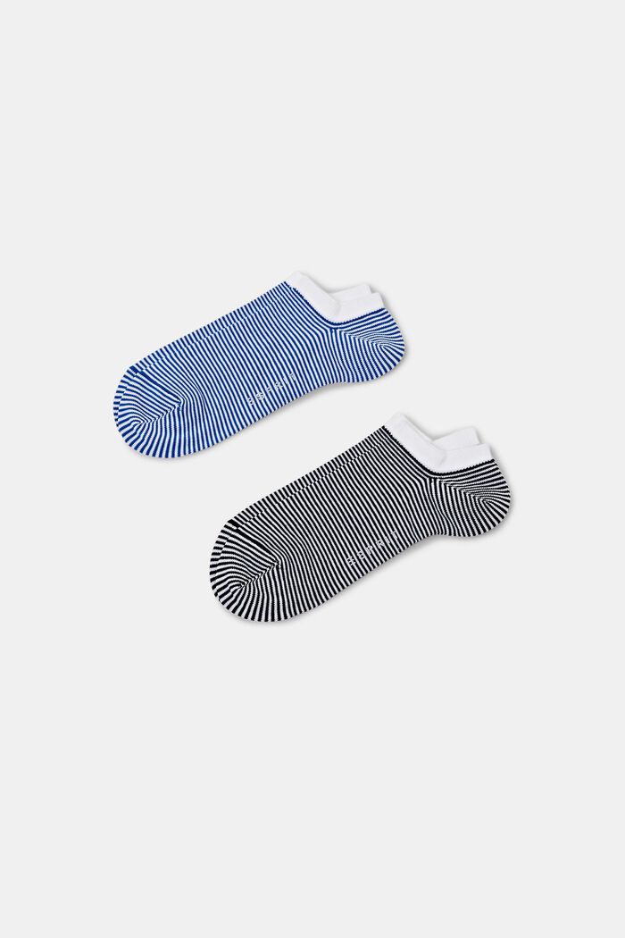 Pack de 2 pares de calcetines tobilleros a rayas, BLUE/BLACK, detail image number 0