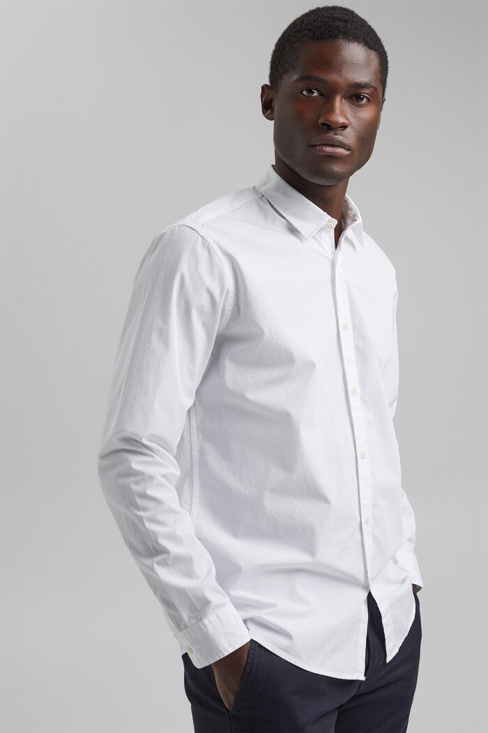 Camisa en 100 % algodón ecológico Pima, WHITE, detail image number 0