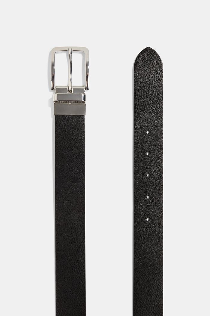 Cinturón de piel con hebilla de metal, BLACK, detail image number 1