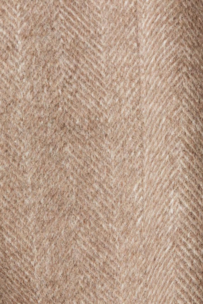 Abrigo en mezcla de lana con capucha desmontable, LIGHT TAUPE, detail image number 4