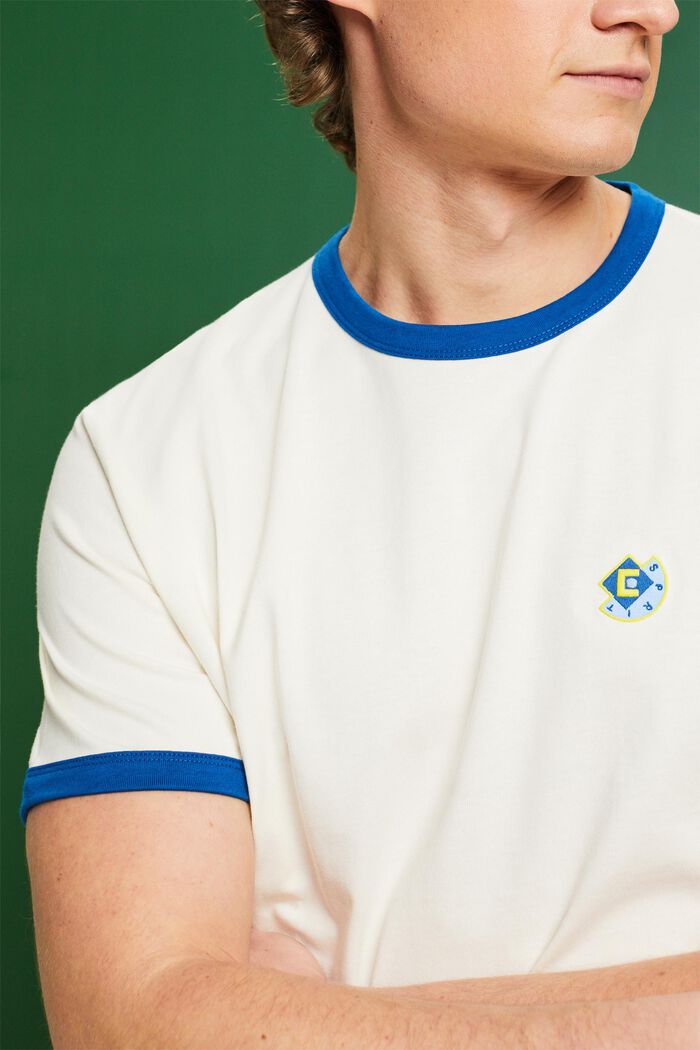 Camiseta de algodón con logotipo y cuello redondo, OFF WHITE, detail image number 3