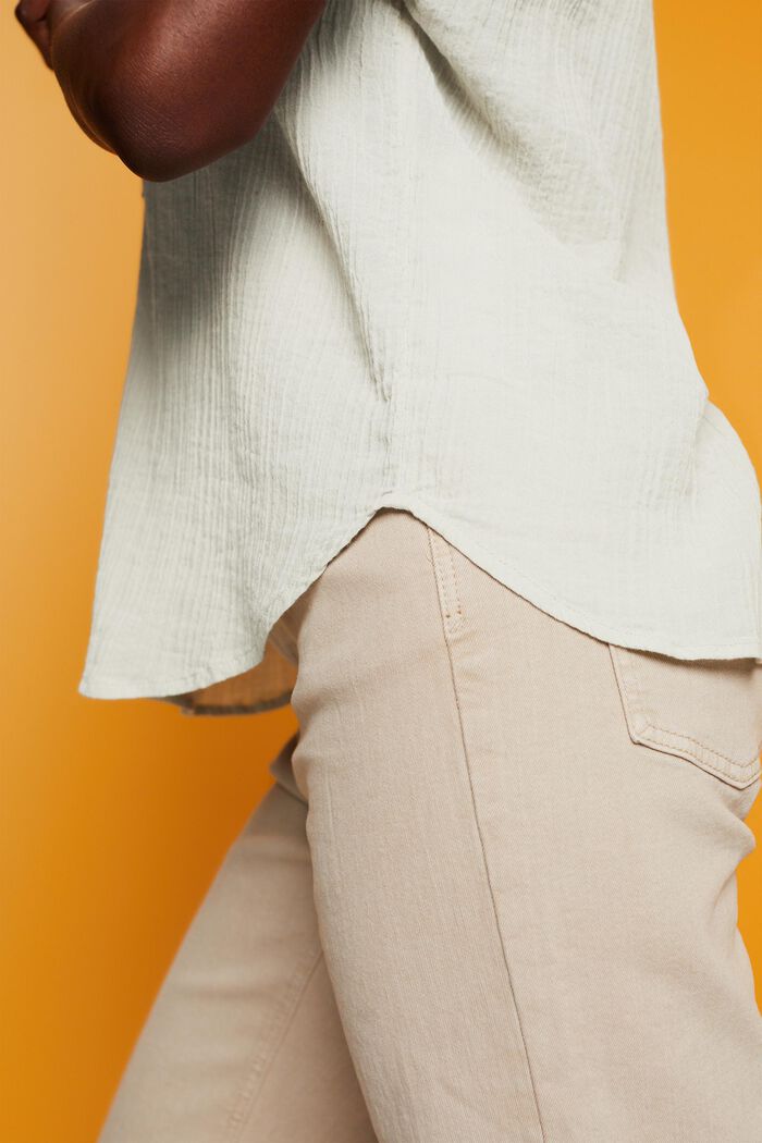 Blusa de algodón con textura, DUSTY GREEN, detail image number 4