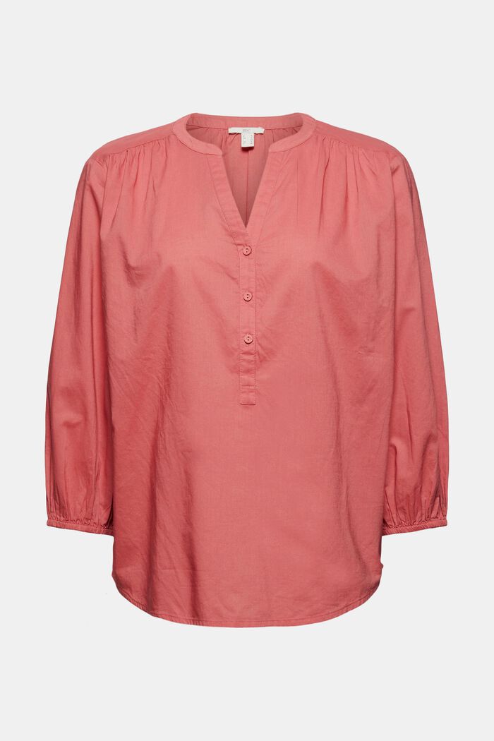 Blusa con mangas de tres cuartos, 100% algodón, CORAL, overview