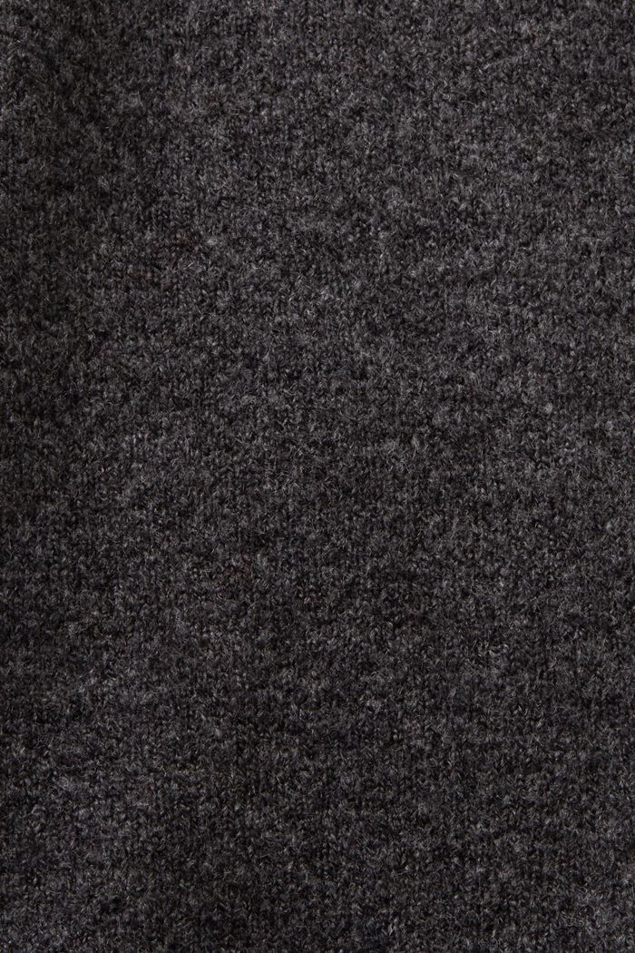 Cárdigan abotonado de cuello pico, mezcla de lana, ANTHRACITE, detail image number 5