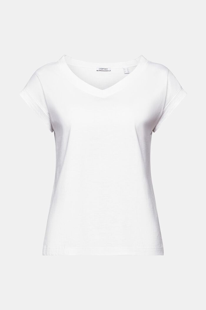 Camiseta con cuello en pico, WHITE, detail image number 5