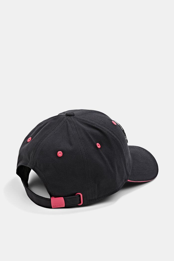 Gorra de béisbol con parche de tejido de rizo, BLACK, detail image number 1