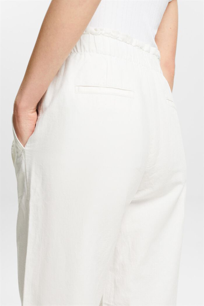 Culotte corto en mezcla de algodón y lino, OFF WHITE, detail image number 4