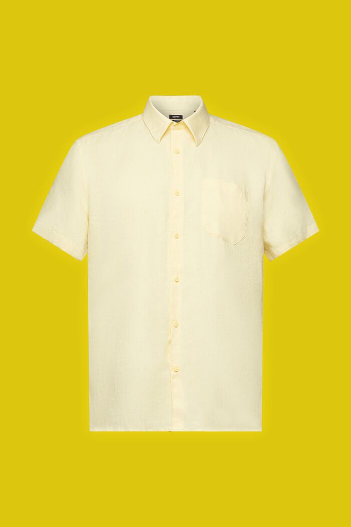 Camisa de lino con manga corta, LIGHT YELLOW, detail image number 6