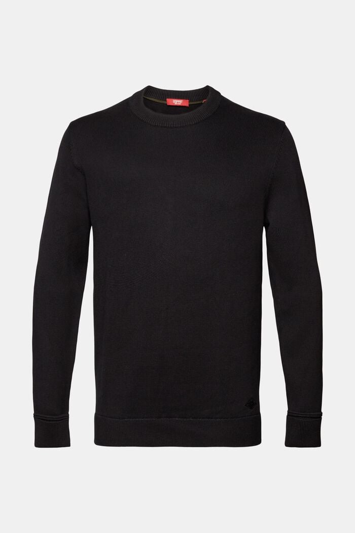 Jersey de algodón con cuello redondo, BLACK, detail image number 6