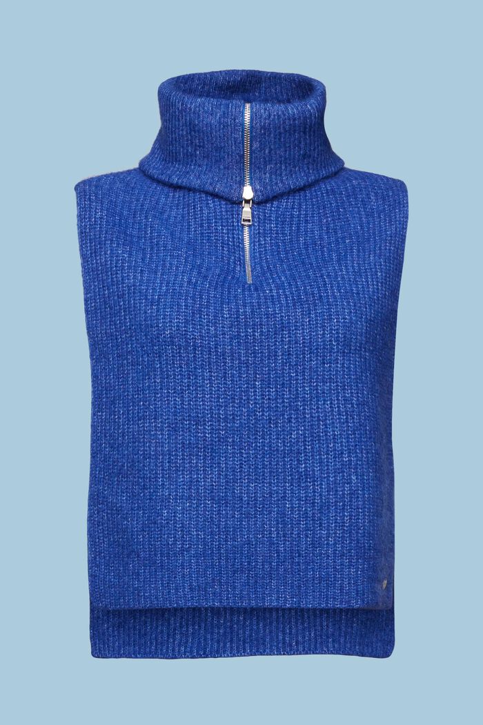 Poncho con cuello alto y laterales abiertos, BRIGHT BLUE, detail image number 0