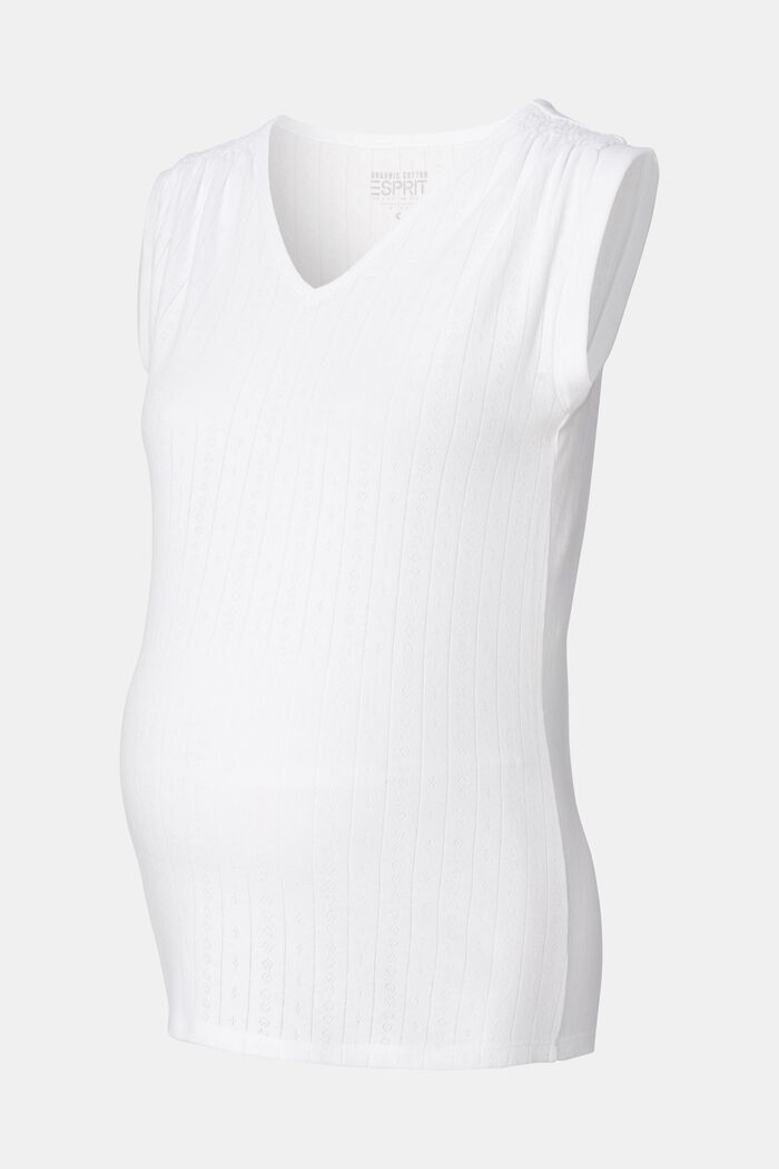 Camiseta con fino diseño calado, algodón ecológico, BRIGHT WHITE, detail image number 4