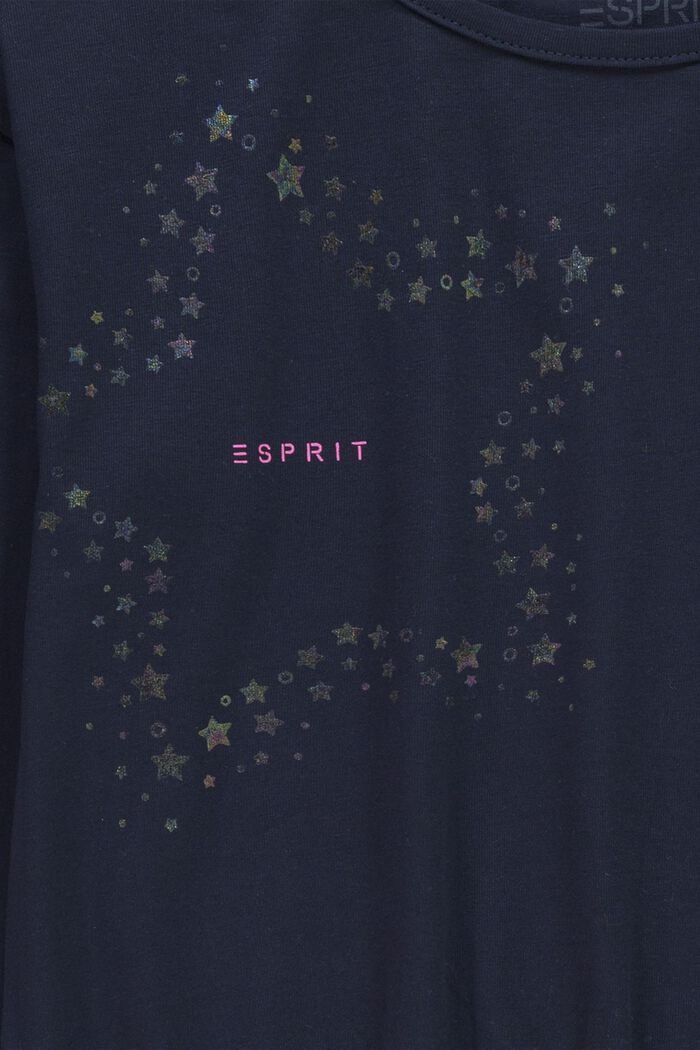 Camiseta de manga larga con estampado de estrellas holográfico, NAVY, detail image number 2