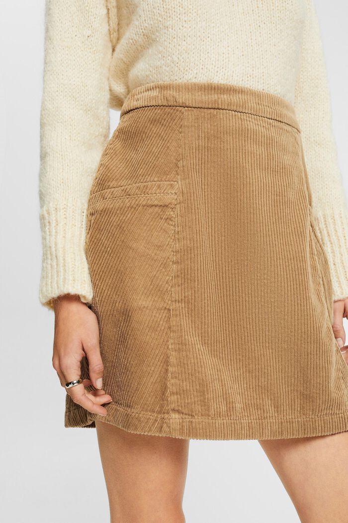 Minifalda de pana, 100 % algodón, KHAKI BEIGE, detail image number 3