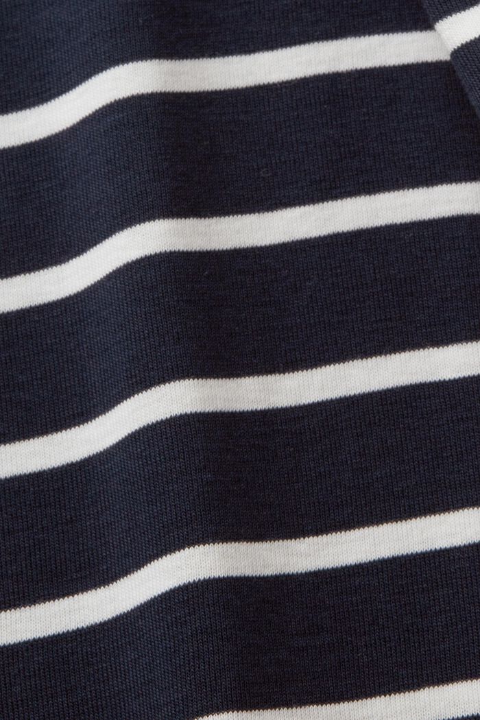 Top de rayas de algodón con cuello redondo, NAVY, detail image number 5
