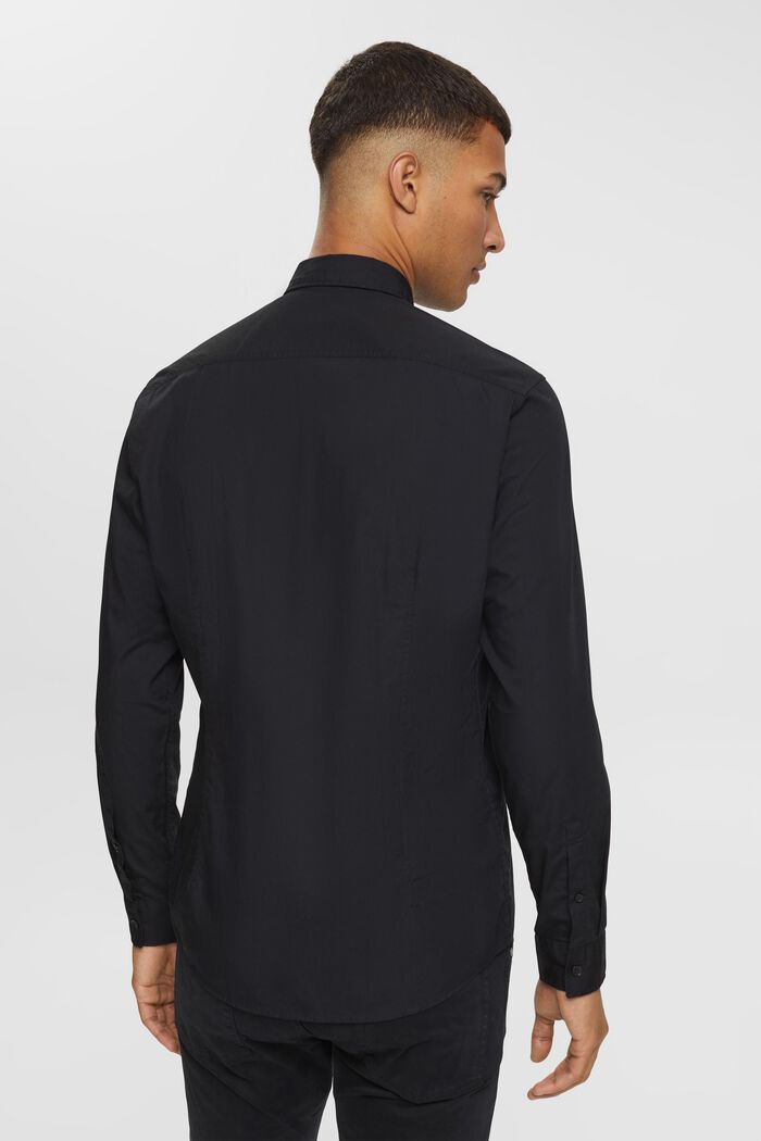 Camisa de algodón sostenible con corte ceñido, BLACK, detail image number 3