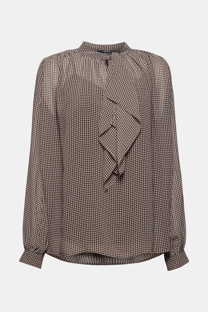 Reciclada: blusa de gasa con lazada, BROWN, detail image number 6