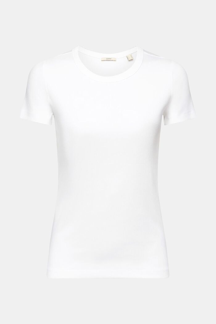 Camiseta de canalé con cuello redondo, WHITE, detail image number 6
