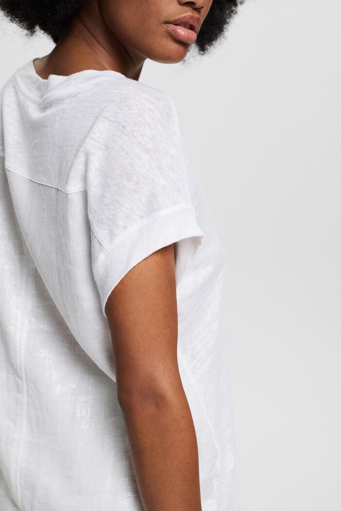 Camiseta en 100% lino, WHITE, detail image number 2